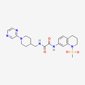 molecular formula C22H28N6O4S B2667198 N1-(1-(methylsulfonyl)-1,2,3,4-tetrahydroquinolin-7-yl)-N2-((1-(pyrazin-2-yl)piperidin-4-yl)methyl)oxalamide CAS No. 1396747-31-1