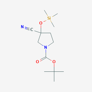 molecular formula C13H24N2O3Si B2667217 叔丁基 3-氰基-3-((三甲基硅基)氧基)吡咯啶-1-甲酸酯 CAS No. 942190-60-5