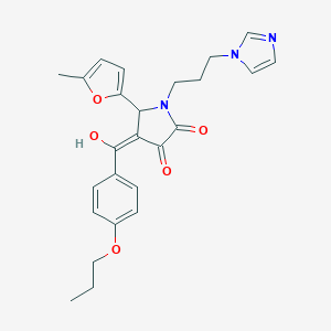 molecular formula C25H27N3O5 B266722 3-hydroxy-1-[3-(1H-imidazol-1-yl)propyl]-5-(5-methyl-2-furyl)-4-(4-propoxybenzoyl)-1,5-dihydro-2H-pyrrol-2-one 