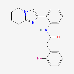 molecular formula C21H20FN3O B2667221 2-(2-fluorophenyl)-N-(2-(5,6,7,8-tetrahydroimidazo[1,2-a]pyridin-2-yl)phenyl)acetamide CAS No. 2034610-86-9