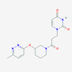 molecular formula C17H21N5O4 B2667231 1-(3-(3-((6-methylpyridazin-3-yl)oxy)piperidin-1-yl)-3-oxopropyl)pyrimidine-2,4(1H,3H)-dione CAS No. 2034438-72-5