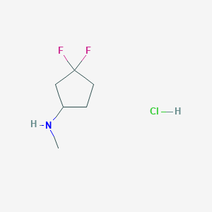 molecular formula C6H12ClF2N B2667233 3,3-二氟-N-甲基环戊烷-1-胺；盐酸盐 CAS No. 2248301-55-3