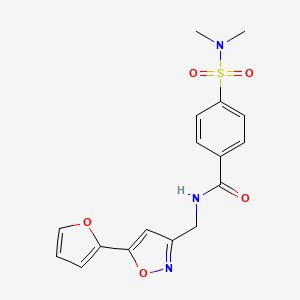 molecular formula C17H17N3O5S B2667254 4-(N,N-二甲基磺酰氨基)-N-((5-(呋喃-2-基)异噁唑-3-基)甲基)苯甲酰胺 CAS No. 1171855-49-4