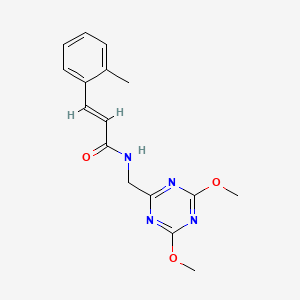 molecular formula C16H18N4O3 B2667256 (E)-N-((4,6-dimethoxy-1,3,5-triazin-2-yl)methyl)-3-(o-tolyl)acrylamide CAS No. 2035022-27-4