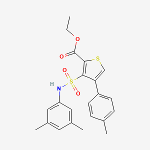 molecular formula C22H23NO4S2 B2667261 3-[(3,5-二甲基苯基)磺酰基]-4-(4-甲基苯基)噻吩-2-甲酸乙酯 CAS No. 946322-69-6