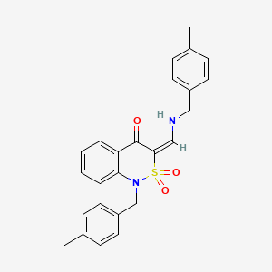 molecular formula C25H24N2O3S B2667264 (3E)-1-(4-甲基苯甲基)-3-{[(4-甲基苯甲基)氨基]甲亚)-1H-2,1-苯并噻嗪-4(3H)-酮-2,2-二氧化物 CAS No. 893312-89-5