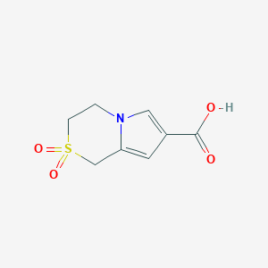 molecular formula C8H9NO4S B2667268 2,2-Dioxo-3,4-dihydro-1H-pyrrolo[2,1-c][1,4]thiazine-7-carboxylic acid CAS No. 2402838-90-6