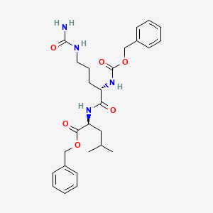 molecular formula C27H36N4O6 B2667283 (S)-苄基-2-((S)-2-(((苄氧基)羰基)氨基)-5-脲基戊酰基)-4-甲基戊酸乙酯 CAS No. 122411-98-7