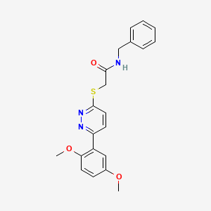 molecular formula C21H21N3O3S B2667289 N-苄基-2-[6-(2,5-二甲氧基苯基)吡咯啉-3-基]硫醯基乙酰胺 CAS No. 899740-47-7