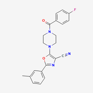 molecular formula C22H19FN4O2 B2667303 5-(4-(4-氟苯甲酰)哌嗪-1-基)-2-(间甲苯基)噁唑-4-甲腈 CAS No. 946277-86-7