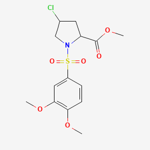 molecular formula C14H18ClNO6S B2667317 甲基-4-氯-1-[(3,4-二甲氧基苯基)磺酰]-2-吡咯烷羧酸酯 CAS No. 251310-37-9