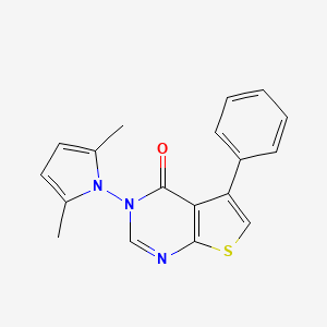 molecular formula C18H15N3OS B2667335 3-(2,5-dimethyl-1H-pyrrol-1-yl)-5-phenylthieno[2,3-d]pyrimidin-4(3H)-one CAS No. 305853-15-0