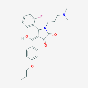 molecular formula C25H29FN2O4 B266734 1-[3-(dimethylamino)propyl]-5-(2-fluorophenyl)-3-hydroxy-4-(4-propoxybenzoyl)-1,5-dihydro-2H-pyrrol-2-one 