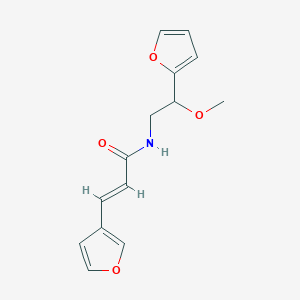 molecular formula C14H15NO4 B2667344 (E)-N-(2-(furan-2-yl)-2-methoxyethyl)-3-(furan-3-yl)acrylamide CAS No. 1799256-02-2
