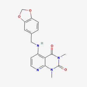 molecular formula C17H16N4O4 B2667345 5-((benzo[d][1,3]dioxol-5-ylmethyl)amino)-1,3-dimethylpyrido[2,3-d]pyrimidine-2,4(1H,3H)-dione CAS No. 941972-45-8