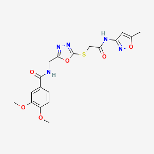 3,4-dimethoxy-N-((5-((2-((5-methylisoxazol-3-yl)amino)-2-oxoethyl)thio)-1,3,4-oxadiazol-2-yl)methyl)benzamide