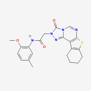 molecular formula C21H21N5O3S B2667354 N-(2-methoxy-5-methylphenyl)-2-(3-oxo-8,9,10,11-tetrahydro[1]benzothieno[3,2-e][1,2,4]triazolo[4,3-c]pyrimidin-2(3H)-yl)acetamide CAS No. 1359406-41-9