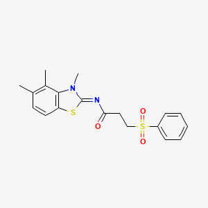 molecular formula C19H20N2O3S2 B2667361 3-(benzenesulfonyl)-N-(3,4,5-trimethyl-1,3-benzothiazol-2-ylidene)propanamide CAS No. 1322011-04-0