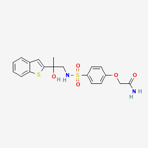 B2667391 2-(4-(N-(2-(benzo[b]thiophen-2-yl)-2-hydroxypropyl)sulfamoyl)phenoxy)acetamide CAS No. 2034604-61-8