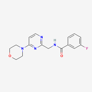 molecular formula C16H17FN4O2 B2667396 3-氟-N-((4-吗啉基嘧啶-2-基)甲基)苯甲酰胺 CAS No. 1798031-46-5
