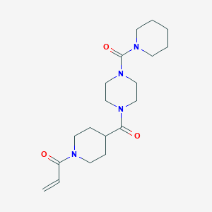 molecular formula C19H30N4O3 B2667398 1-[4-[4-(Piperidine-1-carbonyl)piperazine-1-carbonyl]piperidin-1-yl]prop-2-en-1-one CAS No. 2361748-47-0