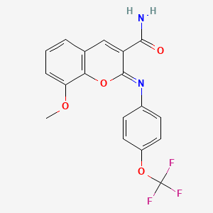 (2Z)-8-methoxy-2-{[4-(trifluoromethoxy)phenyl]imino}-2H-chromene-3-carboxamide