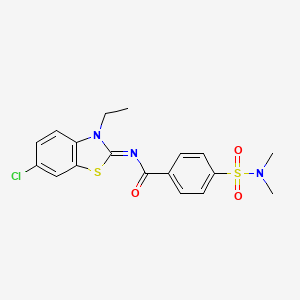 molecular formula C18H18ClN3O3S2 B2667412 N-(6-氯-3-乙基-1,3-苯并噻唑-2-基亚甲基)-4-(二甲基磺酰)苯甲酰胺 CAS No. 850910-02-0