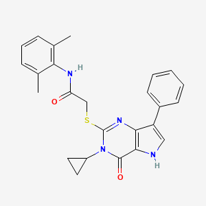 molecular formula C25H24N4O2S B2667416 2-[(3-cyclopropyl-4-oxo-7-phenyl-4,5-dihydro-3H-pyrrolo[3,2-d]pyrimidin-2-yl)sulfanyl]-N-(2,6-dimethylphenyl)acetamide CAS No. 1261010-99-4