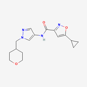 molecular formula C16H20N4O3 B2667417 5-cyclopropyl-N-(1-((tetrahydro-2H-pyran-4-yl)methyl)-1H-pyrazol-4-yl)isoxazole-3-carboxamide CAS No. 1706274-71-6