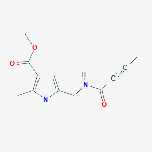 molecular formula C13H16N2O3 B2667421 Methyl 5-[(but-2-ynoylamino)methyl]-1,2-dimethylpyrrole-3-carboxylate CAS No. 2411306-08-4