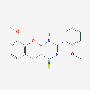 molecular formula C19H16N2O3S B2667437 9-Methoxy-2-(2-methoxyphenyl)-1,5-dihydrochromeno[2,3-d]pyrimidine-4-thione CAS No. 866864-78-0