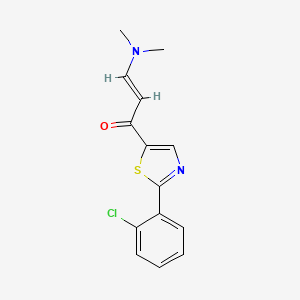 molecular formula C14H13ClN2OS B2667443 (E)-1-[2-(2-chlorophenyl)-1,3-thiazol-5-yl]-3-(dimethylamino)-2-propen-1-one CAS No. 478047-35-7