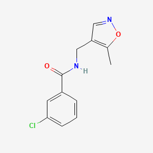 molecular formula C12H11ClN2O2 B2667460 3-chloro-N-((5-methylisoxazol-4-yl)methyl)benzamide CAS No. 2034245-40-2