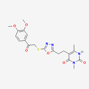 molecular formula C20H22N4O6S B2667464 5-(2-(5-((2-(3,4-dimethoxyphenyl)-2-oxoethyl)thio)-1,3,4-oxadiazol-2-yl)ethyl)-3,6-dimethylpyrimidine-2,4(1H,3H)-dione CAS No. 1170919-91-1