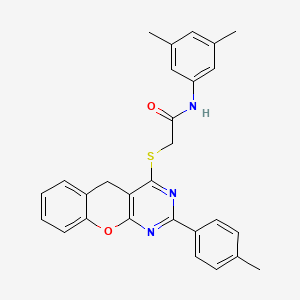 molecular formula C28H25N3O2S B2667466 N-(3,5-dimethylphenyl)-2-((2-(p-tolyl)-5H-chromeno[2,3-d]pyrimidin-4-yl)thio)acetamide CAS No. 866864-72-4