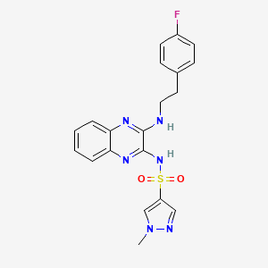 molecular formula C20H19FN6O2S B2667468 N-(3-((4-fluorophenethyl)amino)quinoxalin-2-yl)-1-methyl-1H-pyrazole-4-sulfonamide CAS No. 1798675-11-2