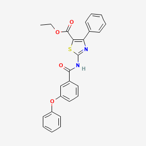 molecular formula C25H20N2O4S B2667469 Ethyl 2-[(3-phenoxybenzoyl)amino]-4-phenyl-1,3-thiazole-5-carboxylate CAS No. 326017-65-6
