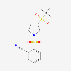 molecular formula C15H20N2O4S2 B2667480 2-((3-(Tert-butylsulfonyl)pyrrolidin-1-yl)sulfonyl)benzonitrile CAS No. 1448043-97-7