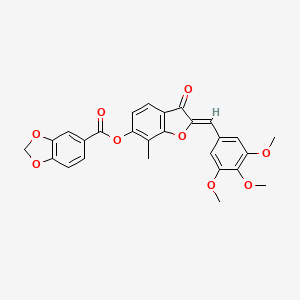 (Z)-7-methyl-3-oxo-2-(3,4,5-trimethoxybenzylidene)-2,3-dihydrobenzofuran-6-yl benzo[d][1,3]dioxole-5-carboxylate