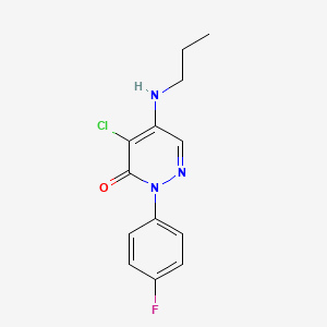 molecular formula C13H13ClFN3O B2667498 4-chloro-2-(4-fluorophenyl)-5-(propylamino)-3(2H)-pyridazinone CAS No. 478049-14-8