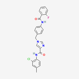 molecular formula C25H20ClFN4O2 B2667499 N-(2-氯-4-甲基苯基)-1-(4-(2-氟苯甲酰氨基)苯甲基)-1H-咪唑-4-羧酰胺 CAS No. 1251677-32-3