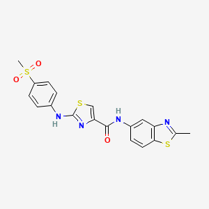 molecular formula C19H16N4O3S3 B2667506 N-(2-methylbenzo[d]thiazol-5-yl)-2-((4-(methylsulfonyl)phenyl)amino)thiazole-4-carboxamide CAS No. 1203275-52-8