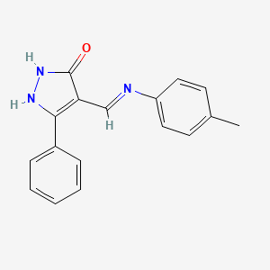 molecular formula C17H15N3O B2667508 5-phenyl-4-(4-toluidinomethylene)-2,4-dihydro-3H-pyrazol-3-one CAS No. 338975-64-7