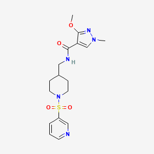 molecular formula C17H23N5O4S B2667510 3-methoxy-1-methyl-N-((1-(pyridin-3-ylsulfonyl)piperidin-4-yl)methyl)-1H-pyrazole-4-carboxamide CAS No. 1428365-61-0