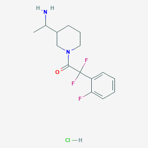 molecular formula C15H20ClF3N2O B2667512 1-[3-(1-Aminoethyl)piperidin-1-yl]-2,2-difluoro-2-(2-fluorophenyl)ethanone;hydrochloride CAS No. 2418644-49-0