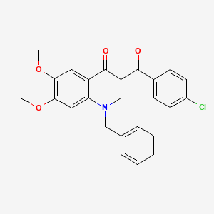 molecular formula C25H20ClNO4 B2667519 1-benzyl-3-(4-chlorobenzoyl)-6,7-dimethoxyquinolin-4(1H)-one CAS No. 866809-21-4
