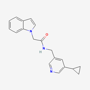 molecular formula C19H19N3O B2667531 N-((5-cyclopropylpyridin-3-yl)methyl)-2-(1H-indol-1-yl)acetamide CAS No. 2034616-10-7