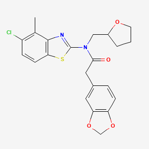 2-(benzo[d][1,3]dioxol-5-yl)-N-(5-chloro-4-methylbenzo[d]thiazol-2-yl)-N-((tetrahydrofuran-2-yl)methyl)acetamide