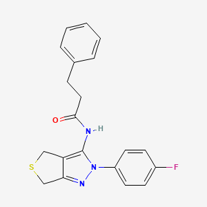 N-[2-(4-fluorophenyl)-4,6-dihydrothieno[3,4-c]pyrazol-3-yl]-3-phenylpropanamide