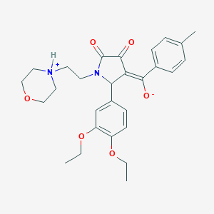 molecular formula C28H34N2O6 B266756 (E)-{2-(3,4-diethoxyphenyl)-1-[2-(morpholin-4-ium-4-yl)ethyl]-4,5-dioxopyrrolidin-3-ylidene}(4-methylphenyl)methanolate 